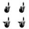 Service Caster 3-1/2'' Phenolic Wheel Swivel 1-1/8'' Expanding Stem Caster Set 2 Brakes, 4PK SCC-EX20S3514-PHR-2-PLB-2-118 - alternate 1